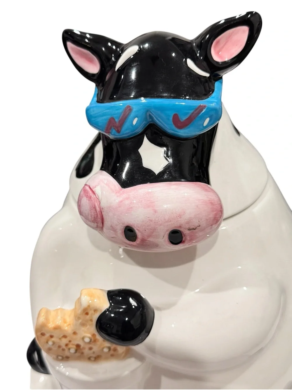 VTG ‘96 Treasure Craft Cool Cow With Sunglasses Ceramic Cookie Jar Moo Milk Farm